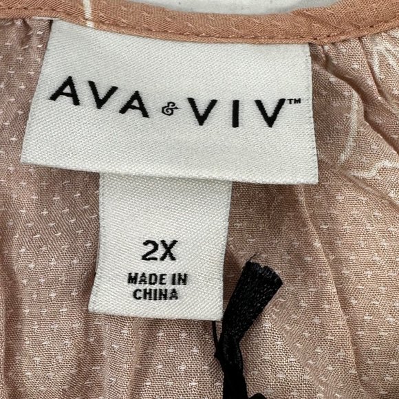 Ava And Viv Women's Size 2X Blouse Long Sleeve Floral Print Pink New With Tags - Picture 6 of 14